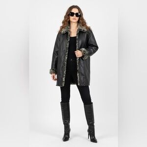 LEATHER REVERSIBLE FAUX FUR COAT